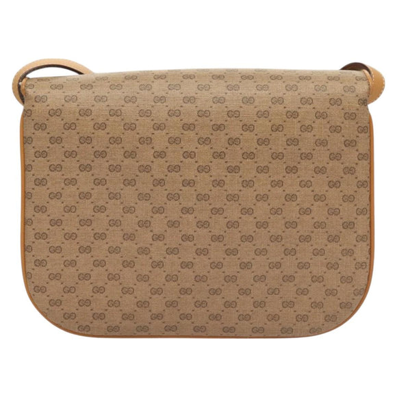 GUCCI Micro GG Supreme Shoulder Bag PVC Beige Gold Auth ki5787
