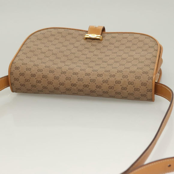 GUCCI Micro GG Supreme Shoulder Bag PVC Beige Gold Auth ki5787