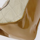 PRADA Quilted Hand Bag Nylon Beige Silver Auth ki5791-17