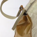 PRADA Quilted Hand Bag Nylon Beige Silver Auth ki5791-9