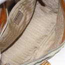 PRADA Quilted Hand Bag Nylon Beige Silver Auth ki5791-10