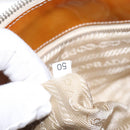 PRADA Quilted Hand Bag Nylon Beige Silver Auth ki5791-11