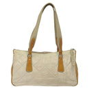 PRADA Quilted Hand Bag Nylon Beige Silver Auth ki5791-2