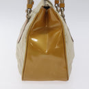 PRADA Quilted Hand Bag Nylon Beige Silver Auth ki5791-4