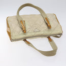PRADA Quilted Hand Bag Nylon Beige Silver Auth ki5791-6