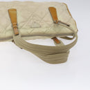 PRADA Quilted Hand Bag Nylon Beige Silver Auth ki5791-7
