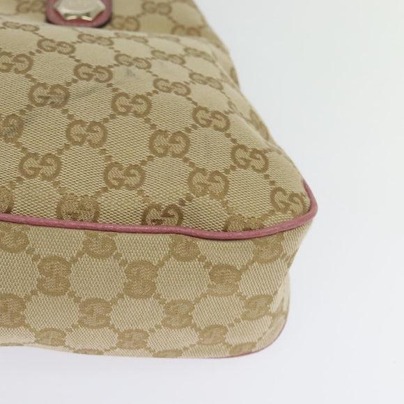 GUCCI GG Canvas Tote Bag Gold Beige pink 163288 Auth ki5792