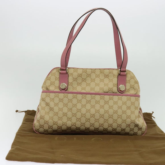 GUCCI GG Canvas Tote Bag Gold Beige pink 163288 Auth ki5792