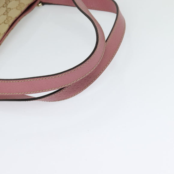 GUCCI GG Canvas Tote Bag Gold Beige pink 163288 Auth ki5792