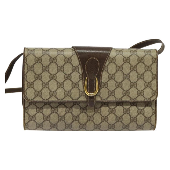 GUCCI GG Supreme Shoulder Bag PVC Beige Gold 904 02 050 Auth ki5803