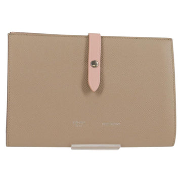 CELINE Large Multi Function Strap Wallet Leather Beige Auth ki5806V