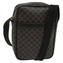 CELINE Macadam Canvas Shoulder Bag PVC Leather Black Gold Auth ki5807-1