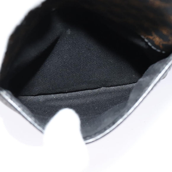 CELINE Macadam Canvas Shoulder Bag PVC Leather Black Gold Auth ki5807