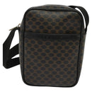 CELINE Macadam Canvas Shoulder Bag PVC Leather Black Gold Auth ki5807-13