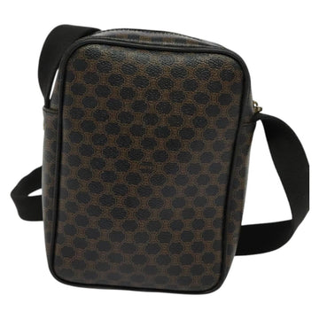 CELINE Macadam Canvas Shoulder Bag PVC Leather Black Gold Auth ki5807 - 0