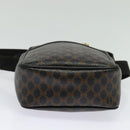 CELINE Macadam Canvas Shoulder Bag PVC Leather Black Gold Auth ki5807-5