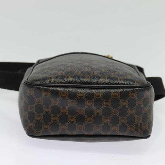 CELINE Macadam Canvas Shoulder Bag PVC Leather Black Gold Auth ki5807