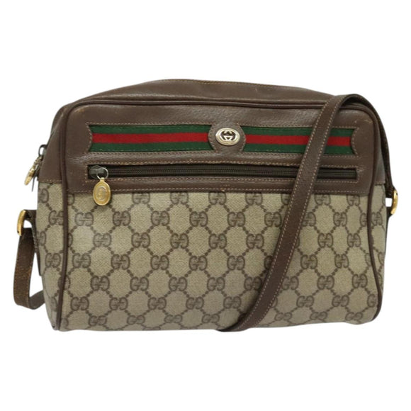 GUCCI GG Supreme Web Sherry Line Shoulder Bag PVC Beige 119 02 088 Auth ki5809
