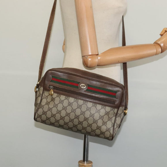 GUCCI GG Supreme Web Sherry Line Shoulder Bag PVC Beige 119 02 088 Auth ki5809
