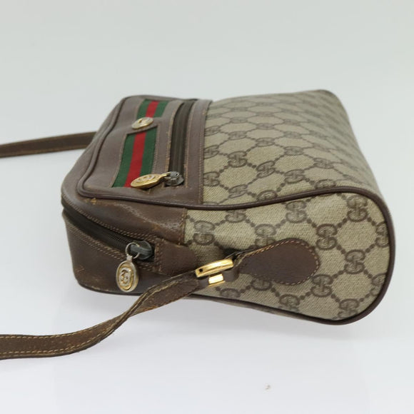 GUCCI GG Supreme Web Sherry Line Shoulder Bag PVC Beige 119 02 088 Auth ki5809
