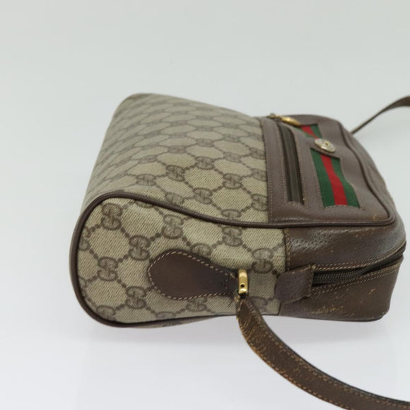 GUCCI GG Supreme Web Sherry Line Shoulder Bag PVC Beige 119 02 088 Auth ki5809