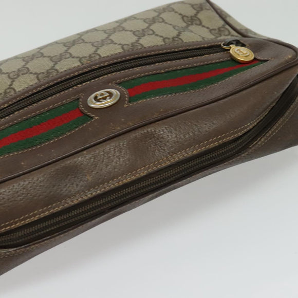 GUCCI GG Supreme Web Sherry Line Shoulder Bag PVC Beige 119 02 088 Auth ki5809