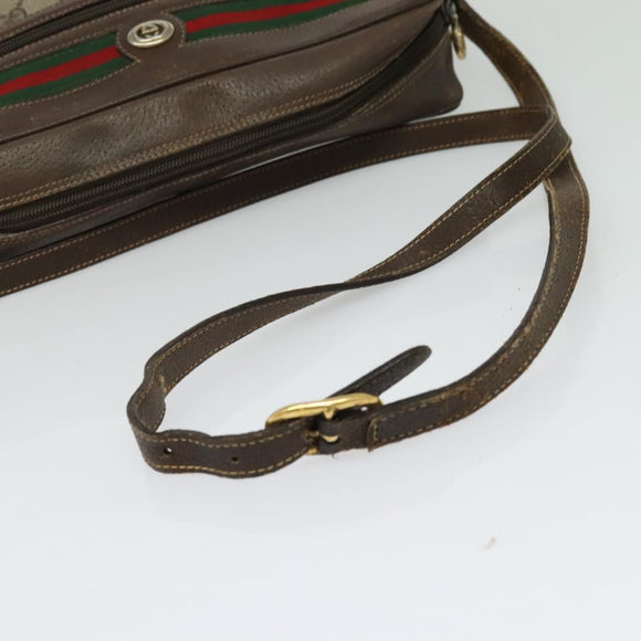 GUCCI GG Supreme Web Sherry Line Shoulder Bag PVC Beige 119 02 088 Auth ki5809