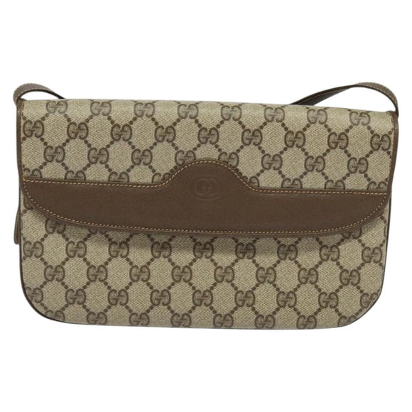 GUCCI GG Supreme Shoulder Bag PVC Beige Gold 004 256 0024 Auth ki5813