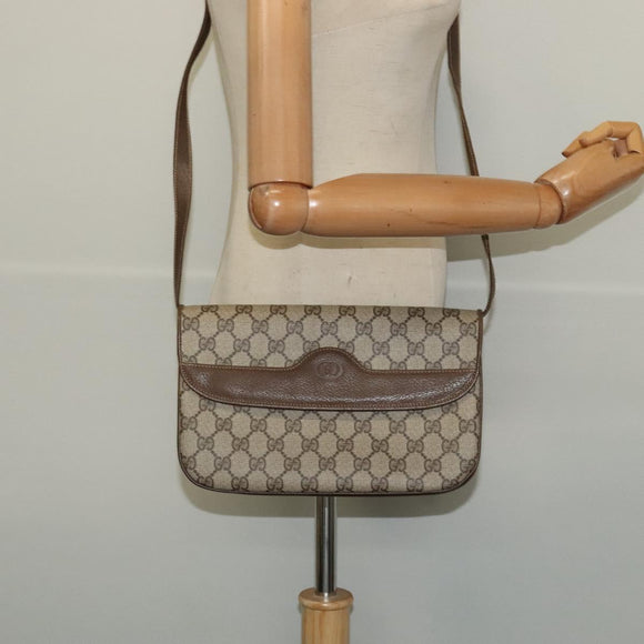 GUCCI GG Supreme Shoulder Bag PVC Beige Gold 004 256 0024 Auth ki5813