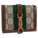 GUCCI GG Supreme Jackie WebbSherry Line Wallet PVC Beige 203495 Auth ki5817A-1