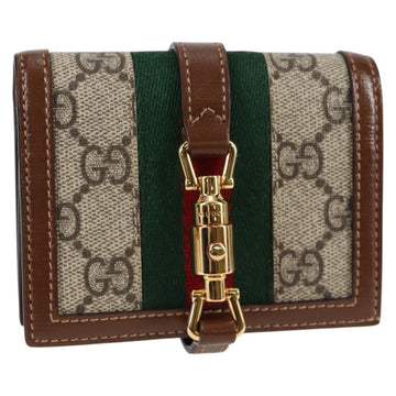 GUCCI GG Supreme Jackie WebbSherry Line Wallet PVC Beige 203495 Auth ki5817A