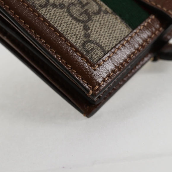 GUCCI GG Supreme Jackie WebbSherry Line Wallet PVC Beige 203495 Auth ki5817A