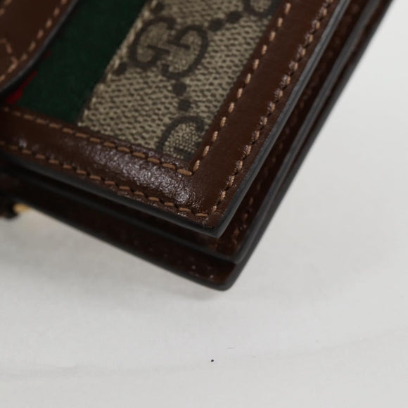 GUCCI GG Supreme Jackie WebbSherry Line Wallet PVC Beige 203495 Auth ki5817A