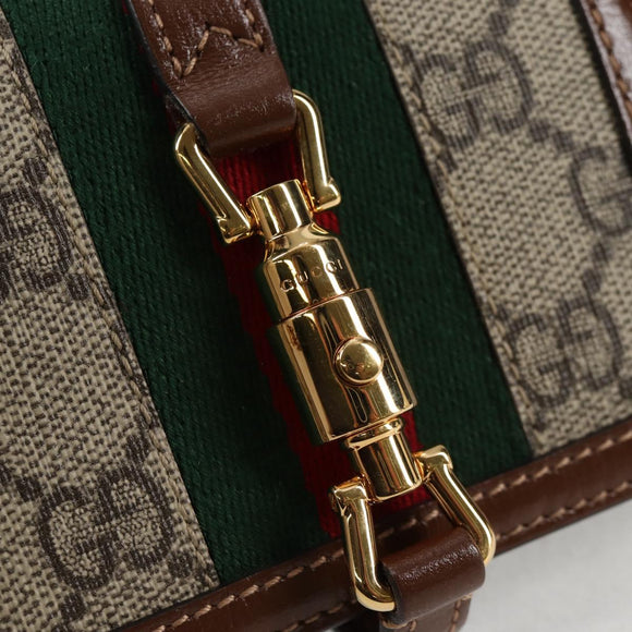 GUCCI GG Supreme Jackie WebbSherry Line Wallet PVC Beige 203495 Auth ki5817A