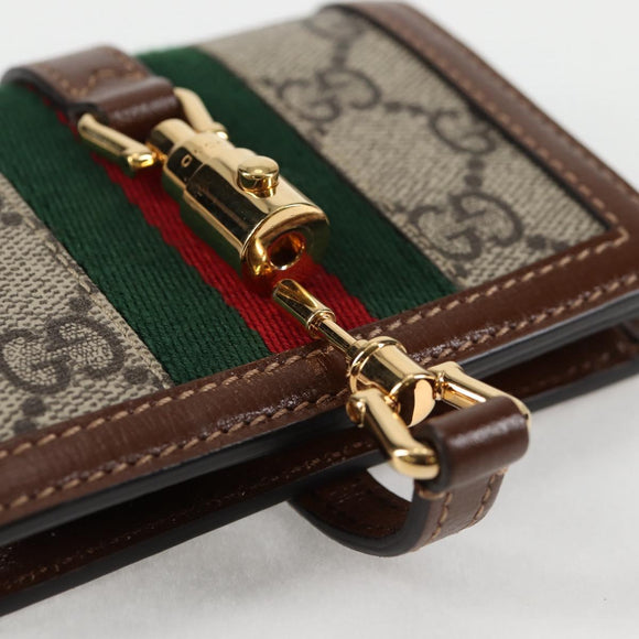 GUCCI GG Supreme Jackie WebbSherry Line Wallet PVC Beige 203495 Auth ki5817A