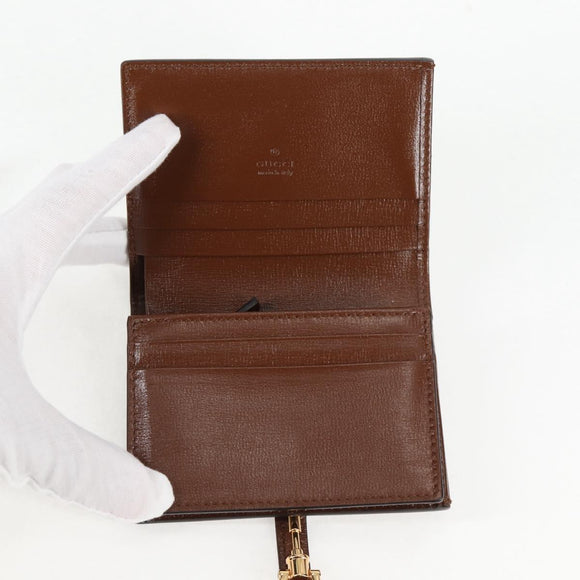 GUCCI GG Supreme Jackie WebbSherry Line Wallet PVC Beige 203495 Auth ki5817A