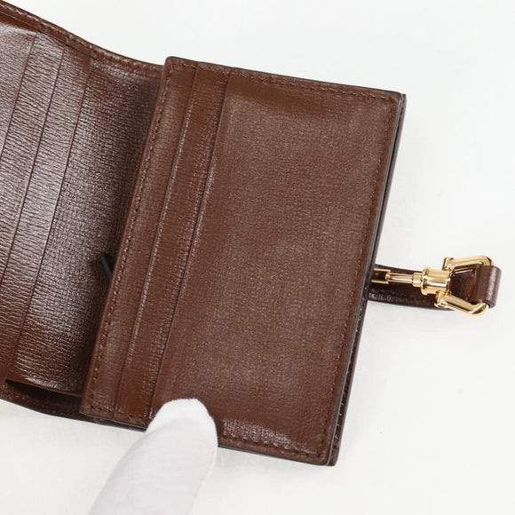 GUCCI GG Supreme Jackie WebbSherry Line Wallet PVC Beige 203495 Auth ki5817A