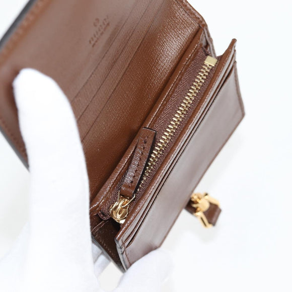 GUCCI GG Supreme Jackie WebbSherry Line Wallet PVC Beige 203495 Auth ki5817A