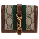 GUCCI GG Supreme Jackie WebbSherry Line Wallet PVC Beige 203495 Auth ki5817A-2