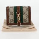 GUCCI GG Supreme Jackie WebbSherry Line Wallet PVC Beige 203495 Auth ki5817A-22