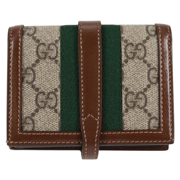 GUCCI GG Supreme Jackie WebbSherry Line Wallet PVC Beige 203495 Auth ki5817A