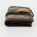 GUCCI GG Supreme Jackie WebbSherry Line Wallet PVC Beige 203495 Auth ki5817V-3
