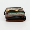 GUCCI GG Supreme Jackie WebbSherry Line Wallet PVC Beige 203495 Auth ki5817V-4