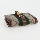 GUCCI GG Supreme Jackie WebbSherry Line Wallet PVC Beige 203495 Auth ki5817V-5