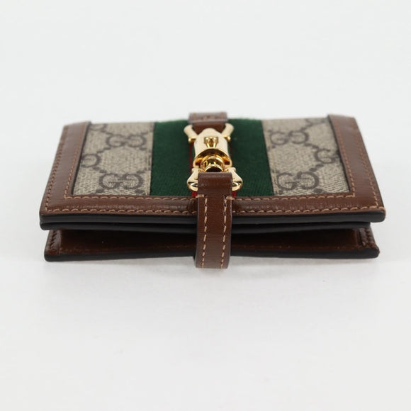 GUCCI GG Supreme Jackie WebbSherry Line Wallet PVC Beige 203495 Auth ki5817A