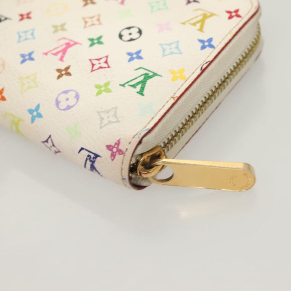 LOUIS VUITTON Monogram Multicolor Zippy Wallet White M60241 LV Auth ki5819