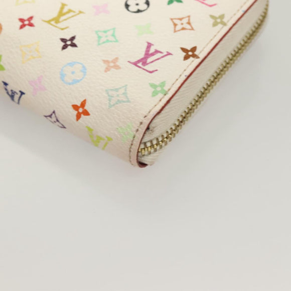 LOUIS VUITTON Monogram Multicolor Zippy Wallet White M60241 LV Auth ki5819