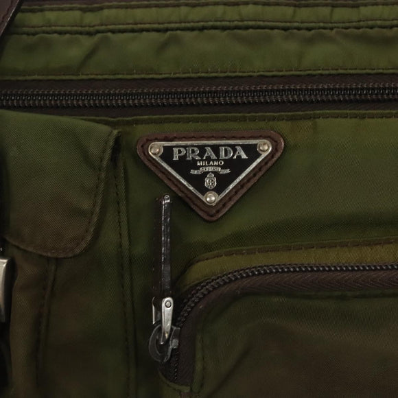 PRADA Waist bag Nylon Khaki Silver Auth ki5828