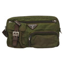 PRADA Waist bag Nylon Khaki Silver Auth ki5828-13