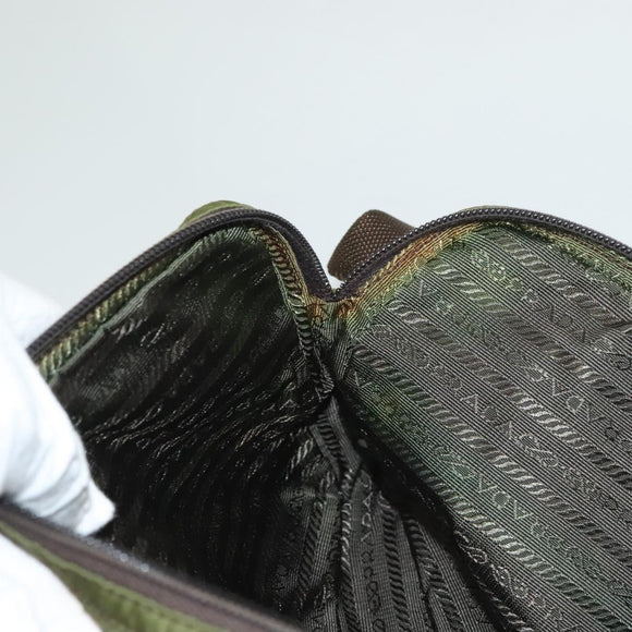 PRADA Waist bag Nylon Khaki Silver Auth ki5828